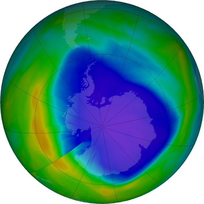 Antarctic ozone map for 24 September 2022